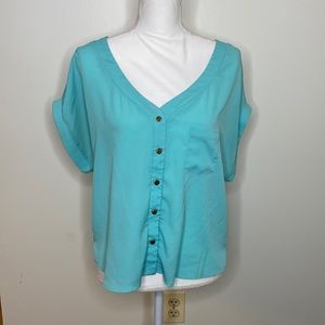 Charlotte Russe Short Sleeve Open Back Blouse